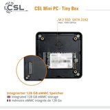 CSL Tiny Box Mini-PC (Intel® Celeron N4120, Intel® HD Graphics 600, 4 GB RAM, 256 GB SSD, passiver CPU-Kühler,…